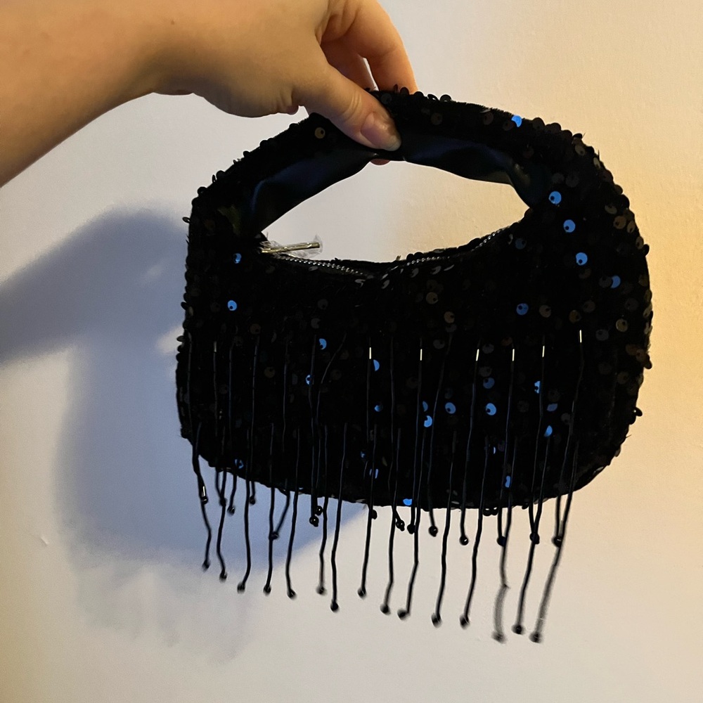 Elegant Black Sequin Clutch